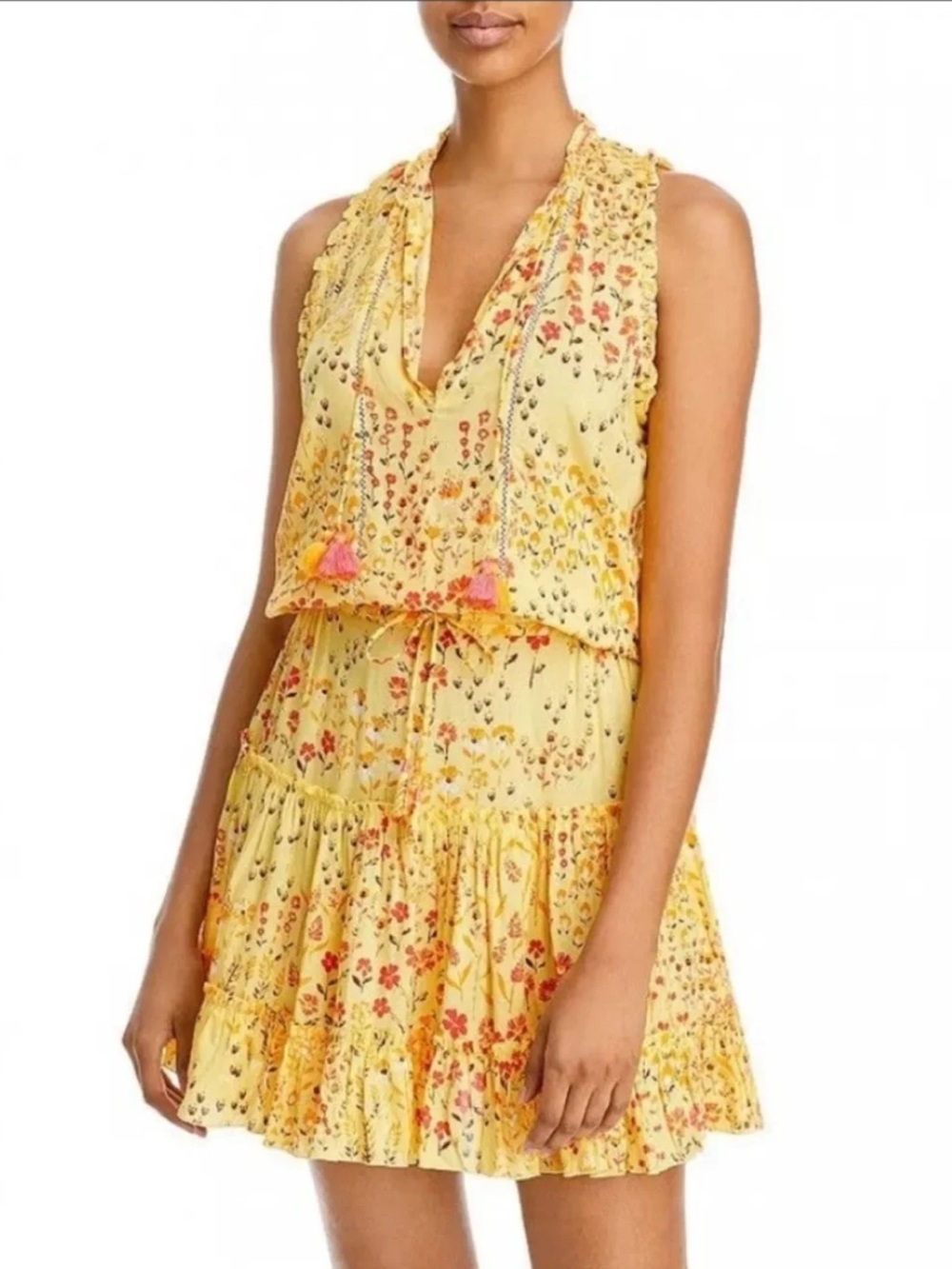 Poupette St. Barth Clara Mini Dress in Yellow Floral
